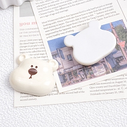 Floral White Opaque Acrylic Cabochons, Bear, Floral White, 35x31mm