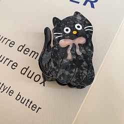 Черный Заколки для волос с когтями из ацетата целлюлозы (смола), форма кошки, аксессуары для волос для девочек или женщин, чёрные, 82 мм