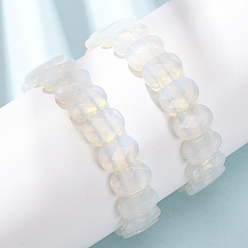 Опал Браслеты из граненых бусин опалита на эластичной основе для женщин, овальные, бусины : 14x10x5.5 мм, внутренний диаметр: 2.32 дюйм (5.9 см)