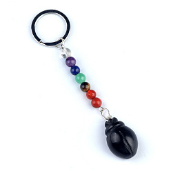 Обсидиан Обсидиан брелок, с кварцевым резонатором, аметист, ляпис, авантюрин, красный агат, красная яшма, жук, 11 см