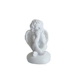 Белый Резная статуя купидона из смолы, украшение для дома, фигурки ангелов крытые наружные садовые украшения, белые, 50x80 мм