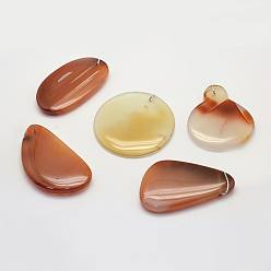 Красный Агат Природные сердолик подвески, разнообразные, 30~66x18~52x3~14 мм, отверстие : 2 мм