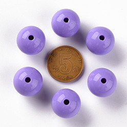 Lilac Opaque Acrylic Beads, Round, Lilac, 16x15mm, Hole: 2.8mm, about 220pcs/500g