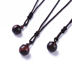 Тигровый глаз Ожерелья с подвесками из натурального красного тигрового глаза, с нейлоновым шнуром, круглые, 27.55 дюйм (70 см)