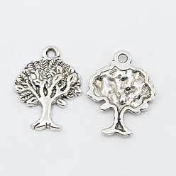 Античное Серебро Сплавочные подвески тибетского стиля, древо жизни прелести, без свинца, без кадмии и без никеля, античное серебро, 22x17x2 мм, отверстие : 2 мм