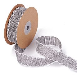 Gray Polyester Imitation Linen Wrapping Ribbon, for Crafts Decoration, Floral Bows Craft, Gray, 1 inch(25mm), about 10 yards/roll