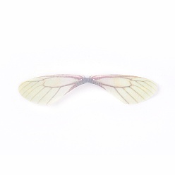Mousseline au Citron Bijoux de mode boucles d'oreilles bijoux accessoires, pendentifs en tulle de fibres, ailes de libellule, mousseline de citron, 18~19x85~90x0.1mm, Trou: 1mm