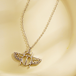 Нержавеющая Сталь Цвет Не тускнеет 304 ожерелья из нержавеющей стали с полой головой жука, колье из кабельных цепочек для женщин, цвет нержавеющей стали, 17-3/4 дюйм (45 см)