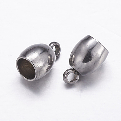 Нержавеющая Сталь Цвет Устойчивы к потускнению 304 наконечники шнура из нержавеющей стали, Торцевые крышки, цвет нержавеющей стали, 9x6 мм, отверстие : 1.5 мм, внутренний диаметр: 4 мм