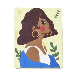 Королевский синий Прямоугольная девушка с принтом на бумаге, серьги, ожерелье, демонстрационная открытка, Карточка для демонстрации ювелирных изделий для хранения сережек и ожерелий, королевский синий, 6.5x5x0.05 см, отверстия : 5 mm и 2.5 мм