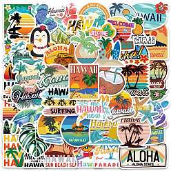 Others PVC Self Adhesive Hawaii Cartoon Sticker Labels, Waterproof Decals, for Suitcase, Skateboard, Refrigerator, Helmet, Mobile Phone Shell, Ocean Themed Pattern, 40~80mm, 50pcs/bag