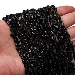 Турмалин Натуральный черный турмалин бисер нитей, самородки, класса AB, 5~9x4~6x3~4.5 мм, отверстие : 0.7 мм, около 75~89 шт / нитка, 15.35'' (39 см) ~ 15.94'' (40.5 см)