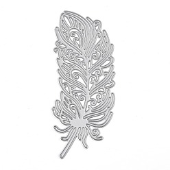 Matte Platinum Color Feather Carbon Steel Cutting Dies Stencils, for DIY Scrapbooking/Photo Album, Decorative Embossing DIY Paper Card, Matte Platinum Color, 11.2x4.7x0.1cm