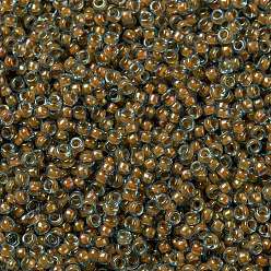 (RR351) Peach Lined Aqua Luster MIYUKI Round Rocailles Beads, Japanese Seed Beads, 15/0, (RR351) Peach Lined Aqua Luster, 1.5mm, Hole: 0.7mm, about 250000pcs/pound
