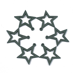 Dark Slate Gray Spray Painted Wood Pendants, Star, Dark Slate Gray, 33x31x2.5mm, Hole: 1.5mm
