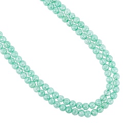 Pale Turquoise Synthetic Crackle Quartz Beads Strands, Round, Dyed, Pale Turquoise, 8mm, Hole: 1mm, about 50pcs/strand, 15.7 inch, 2strand/box
