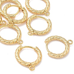 Real 18K Gold Plated SHEGRACE Brass Hoop Earrings Findings, Cadmium Free & Nickel Free & Lead Free, with Loop, Real 18K Gold Plated, 16x14x2mm, Hole: 1.4mm