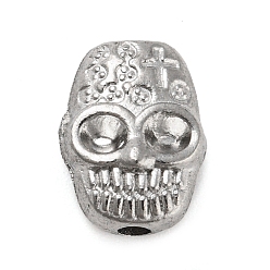 Stainless Steel Color Non-Tarnish 316 Stainless Steel Beads, Skull, Stainless Steel Color, 10x8x6mm, Hole: 1.6mm