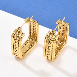 Настоящее золото 18K 304 квадратные серьги-кольца из нержавеющей стали, ионное покрытие (ip), реальный 18 k позолоченный, 28x25x9 мм