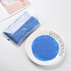 Dodger Blue 12/0 Grade A Round Glass Seed Beads, Transparent Frosted Style, AB Color Plated, Dodger Blue, 2x1.5mm, Hole: 0.8mm, about 30000pcs/bag