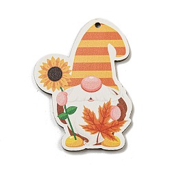 Цветок Древесины подвески, тема благодарения, оранжевые, цветок, 55x41x2.5 мм, отверстие : 2 мм