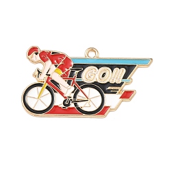 Bicycle Подвески из спортивного сплава с эмалью, золотые, велосипед, 21x37x1 мм, отверстие : 2 мм