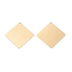 Настоящее золото 24K Ионное покрытие (ip) 304 подвески из нержавеющей стали, пустая бирка с матовой отделкой, лазерная резка, двухсторонний эффект тягового станка, ромб, реальный 24 k позолоченный, 36x36x1 мм, отверстие : 1.8 мм