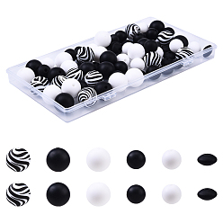 (52) Непрозрачная лаванда Пищевые экологически чистые силиконовые фокусные шарики, круглые и круглые, разноцветные, 12~15x6~15 мм, отверстие : 2 мм, 85 шт / комплект