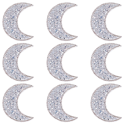 Луна Стразы из смолы, термоклеящиеся стразы, пришивные/приклеиваемые утюгом нашивки на ткань, прозрачные, луна, 60x48x2.5 мм