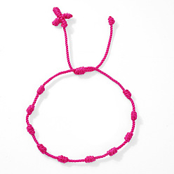 Фуксиновый Богемные плетеные нейлоновые браслеты с узлами, регулируемые браслеты для женщин мужчин, красно-фиолетовые, регулируемый