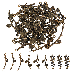 Античная Бронза 18 шт 3 стили подвески из сплава в тибетском стиле, цветок и цветение сливы, античная бронза, 40.5~46x11~19x2~2.5 мм, отверстие : 1.7~2 мм, 16 шт / стиль