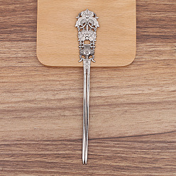Gunmetal Alloy Hair Stick, Flower, Gunmetal, 157x25mm