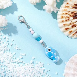 Fish Подвеска из фарфора и стеклянных бусин на морскую тематику, Сплав с застежками когтя омара, рыба, 64 мм