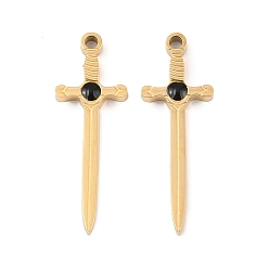Золотой 304 нержавеющей стальной эмали подвески, меч прелести, золотые, 24x8.5x2 мм, отверстие : 1.2 мм