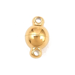 Golden 304 Stainless Steel Magnetic Clasps, Round, with Loops, Round Hole, Ion Plating(IP), Long-Lasting Plated, Golden, 10x6x6mm, Hole: 1.2mm