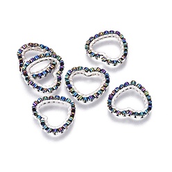 Темно-оливково-зеленый Японский бисер miyuki & toho ручной работы, с 304 кольцами из нержавеющей стали, Ткацкий станок, сердце, серебряные, темно-оливковый зеленый, 13.5~14x15x1.8~2 мм