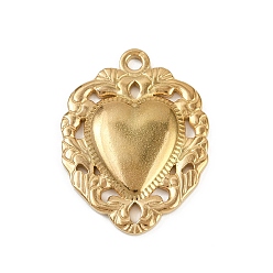 Золотой 304 подвески из нержавеющей стали, шарма сердца, золотые, 28x21x3 мм, отверстие : 2 мм