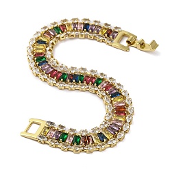 Настоящее золото 18K Браслеты из латуни с микропаве и цирконием для женщин, реальный 18 k позолоченный, 7-5/8 дюйм (19.5 см)