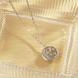 Нержавеющая Сталь Цвет Стильные 304 плоские круглые подвески из нержавеющей стали с планетами для ежедневного ношения у женщин, цвет нержавеющей стали, 17.72 дюйм (45 см)