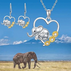 Слон Комплекты из ожерелий с подвесками и серег-гвоздиков из сплава, платина, слон, 470 мм