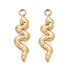 Plaqué 18K Or Véritable 304 charmes en acier inoxydable, charmes de serpent, placage ionique (ip), polie, réel 18 k plaqué or, 13.5x4x1mm, Trou: 1.2mm
