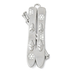 Платина Сплав с эмалевыми подвесками, санки, платина, 63x22.5x4.5 мм, отверстие : 3x3.5 мм