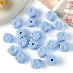 Светло-Голубой Непрозрачные акриловые бусины, кубические, Небесно-голубой, 14x14x14 мм
