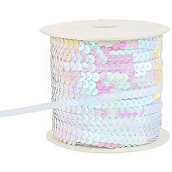 Белый Ab-color пластиковые блестки бисер, блестки бисер, Аксессуары для орнаментов, плоско-круглые, белые, 6 мм, около 100 ярдов / рулон