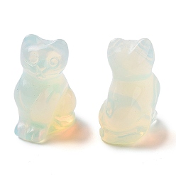 Опал Резные фигурки из опалита, для украшения рабочего стола домашнего офиса, кошка, 10.5~13x16~18x21.5~23.5 мм