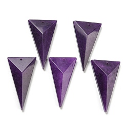 Белый Нефрит Подвески из натурального белого нефрита, граненые треугольник прелести, 42~49.5x24.5~27.5x7~9.5 мм, отверстие : 1.2 мм