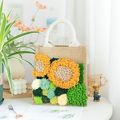 Оранжевый Наборы для вышивки мешков из льна своими руками для начинающих, включая пряжу, игольчатая ручка, инструкция, оранжевые, 230x150 мм