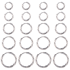 Нержавеющая Сталь Цвет 20 шт. 5 стили 316 серьги-кольца из хирургической нержавеющей стали, цвет нержавеющей стали, 13~21.5x2.5 мм
