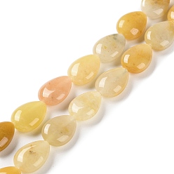Jade Topazee Topaze naturelles perles de jade de brins, larme plat, 13~14x9.5~10x5~5.5mm, Trou: 1.2mm, Environ 28 pcs/chapelet, 15.16'' (38.5 cm)