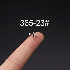 Луна 316l серьги из хирургической нержавеющей стали для хряща, цвет нержавеющей стали, Буква V, 6 мм, штифты : 0.8 мм